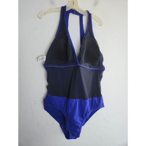 Jantzen Classic Blue Purple V-Neck Racerback Tummy Control 1 Piece Swimsuit 20W - Picture 4 of 8